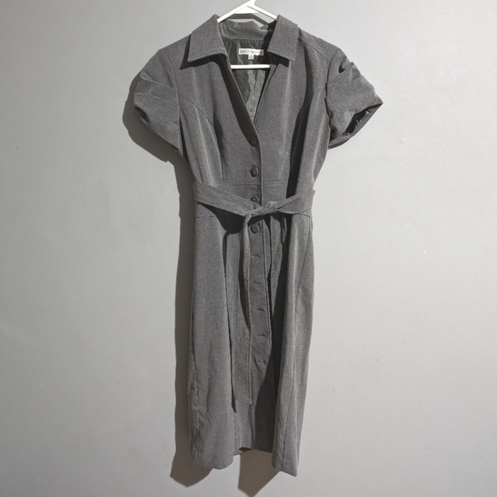 Sandra Darren Retro Grey button up dress size 10